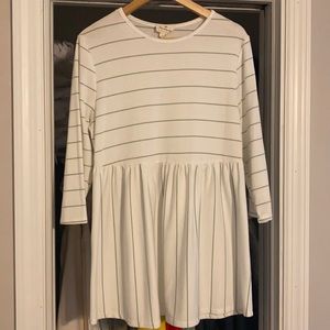 White and green striped babydoll shirt.